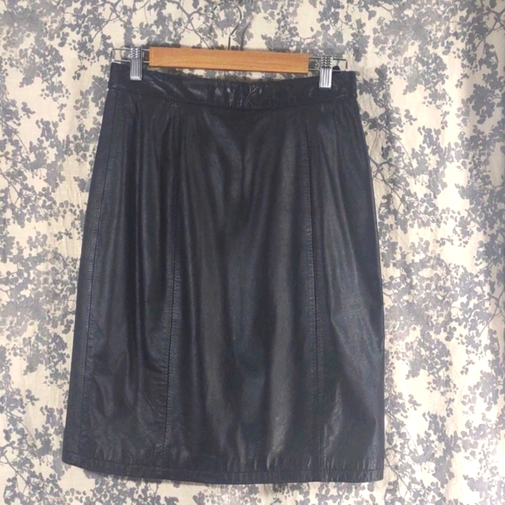Vintage Black Leather Mini Skirt